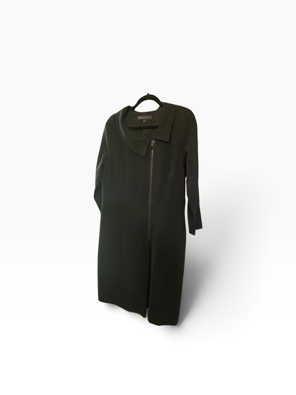 Anne Klein Black Zip-Front Midi Dress XL
